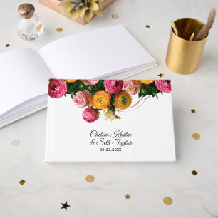 Pink and Yellow Floral Garden Guest Book