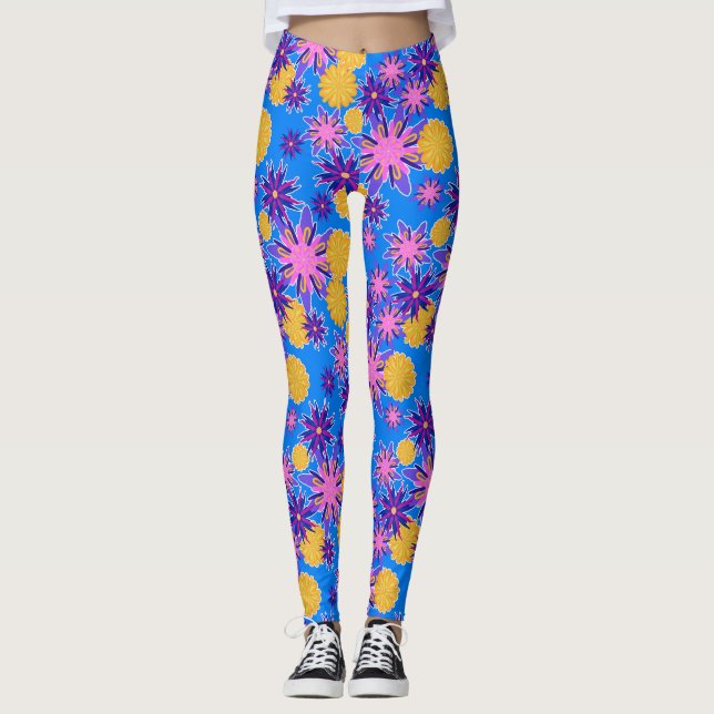 Pink and Yellow Floral Leggings (Front)