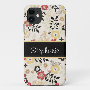 Pink and Yellow Floral Personalised iPhone 11 Case