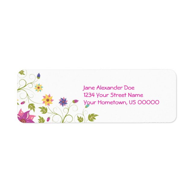 Pink and Yellow Floral Return Address Label (Front)