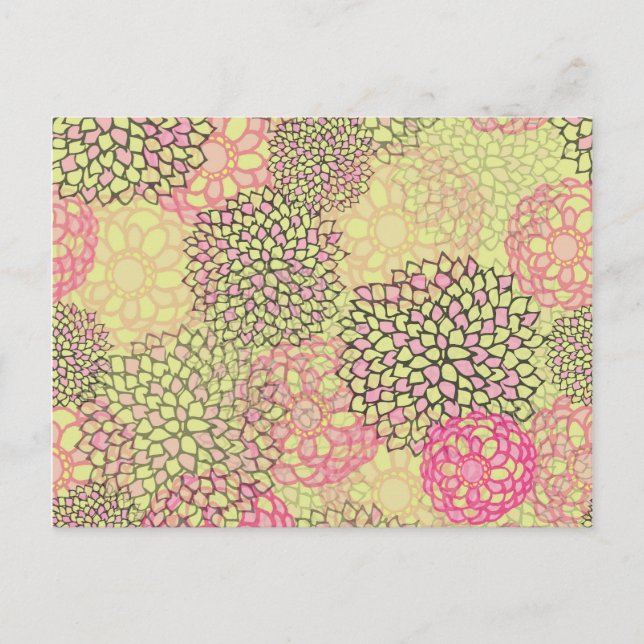 Pink and Yellow Flower Burst Design Postcard (Front)
