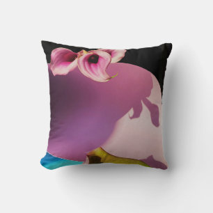 Pink and yellow flower on pink paper cushion