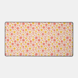 Pink and yellow flower pattern desk mat