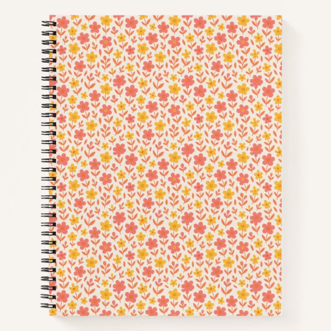 Pink and yellow flower pattern notebook (Front)