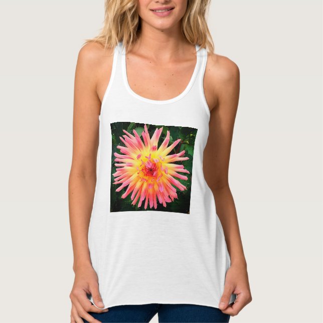 Pink and yellow flower singlet (Front)