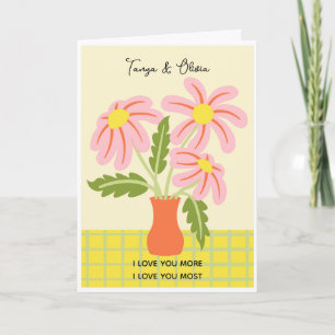 Pink and yellow flowers in a vase Design Card