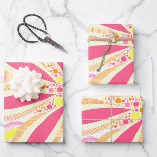 Pink and Yellow Flowers Wrapping Paper Sheet