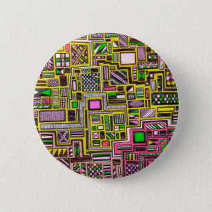 Pink and Yellow Geometric shapes pop art punk 6 Cm Round Badge