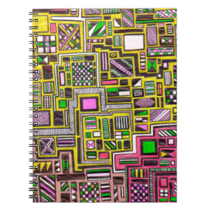 Pink and Yellow Geometric shapes pop art punk Spiral Notebook