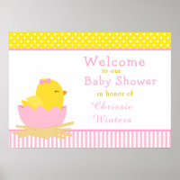 Pink and Yellow Girl Chick Baby Shower Party