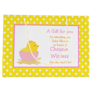 Pink and Yellow Girl Chick Thank You Large Gift Bag