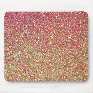 Pink And Yellow Glitter Mouse Pad