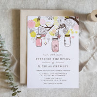 Pink and Yellow Hanging Mason Jars Wedding