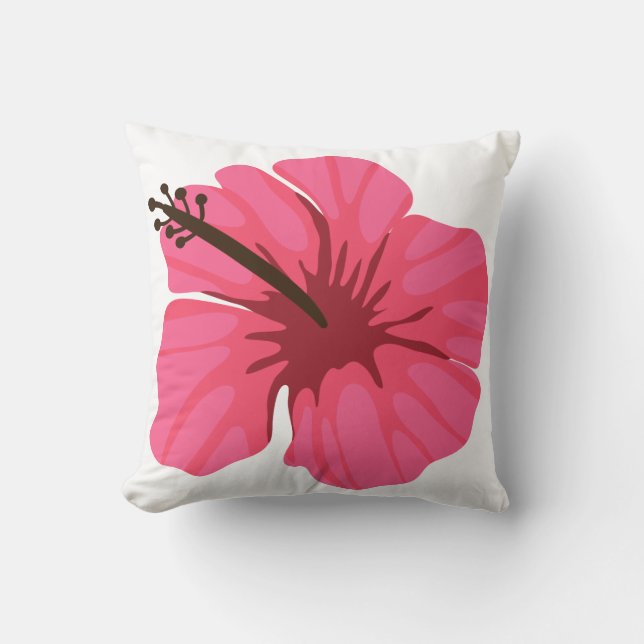 Pink and Yellow Hibiscus Pillow (Front)