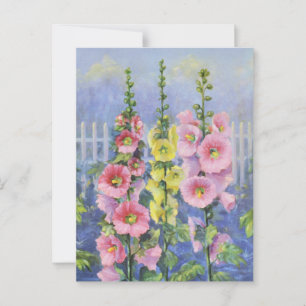 Pink and Yellow Hollyhock by Cargill, 1937 Postcard