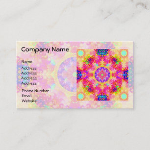 Pink and Yellow Kaleidoscope Fractal Business Card