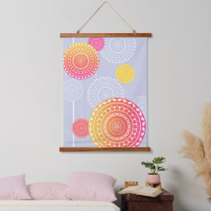 Pink and Yellow Mandala Inspired Hanging Tapestry