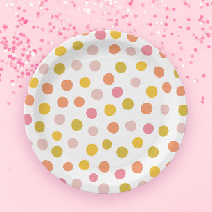 Pink and Yellow Orange Green Dots paper plate
