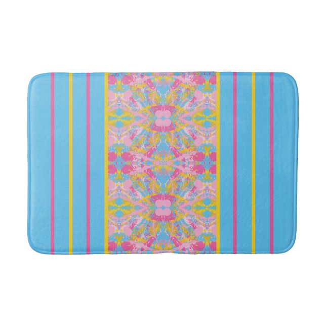 Pink and Yellow Paint Splash Bath Mat (Front)