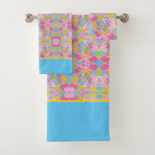 Pink and Yellow Paint Splash Bath Towel Set