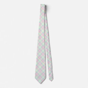 Pink and Yellow Pastel Plaid Tie