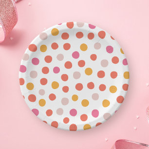 Pink and yellow polka dots paper plate
