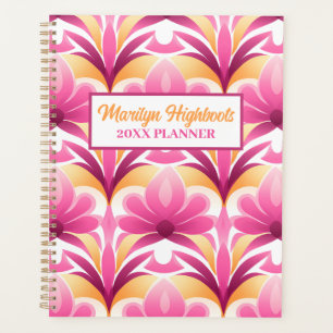 Pink and Yellow Retro Flower Planner