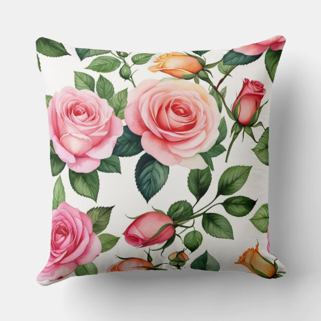 Pink and yellow roses cushion (Back)