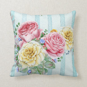 Pink And Yellow Roses Cushion