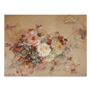 Pink and Yellow Roses – Franz Bischoff Poster