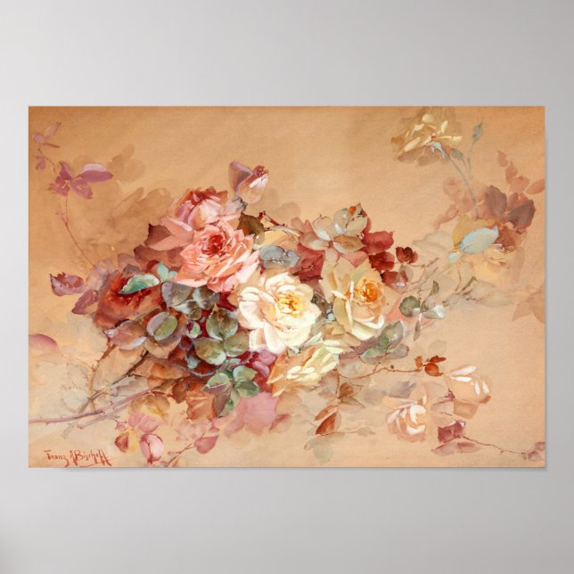 Pink and yellow roses poster (Front)