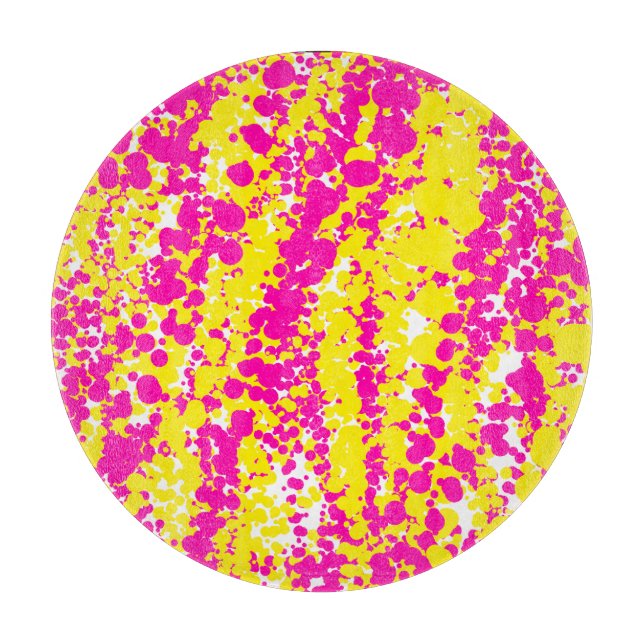 Pink and Yellow Spatter Cutting Board (Front)