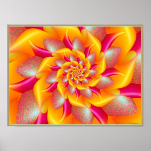 Pink and Yellow Spiral Flower Poster