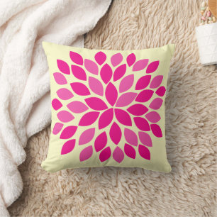 Pink and Yellow Starburst Modern Flower Pillow