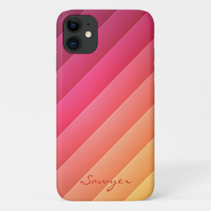 Pink and Yellow Striped Case-Mate iPhone Case