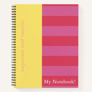 Pink and Yellow striped notebook cover design