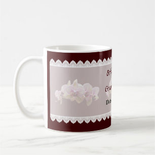 Pink and Yellow Striped rchids Wedding Favours Coffee Mug