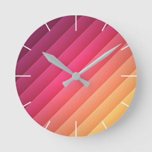 Pink and Yellow Striped Round Clock