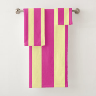 Pink and Yellow Stripes  Bath Towel Set