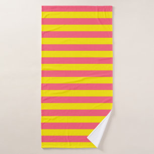 Pink and Yellow Stripes Design Bath Towel