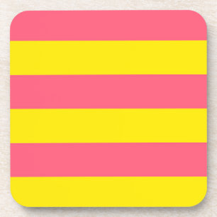 Pink and Yellow Stripes Design Coaster