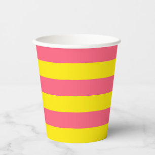 Pink and Yellow Stripes Design Paper Cups