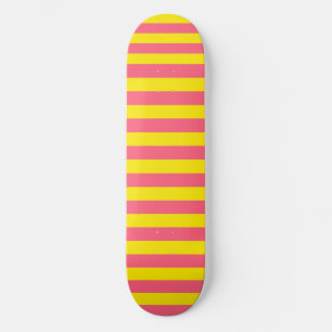 Pink and Yellow Stripes Design Skateboard