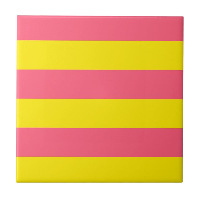 Pink and Yellow Stripes Design Tile (Front)