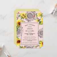 Pink and Yellow Sunflower Baby Shower Ticket