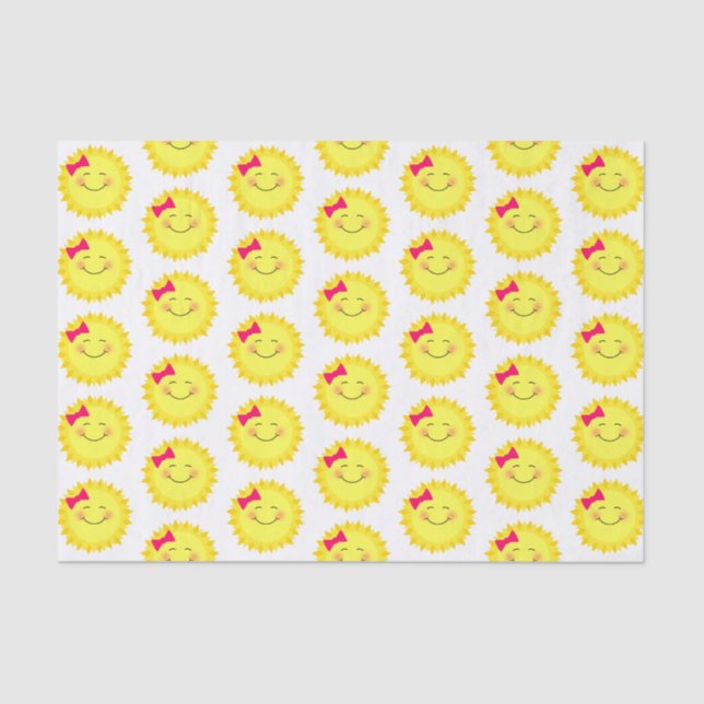 Pink and Yellow Sunshine Pattern Tissue Paper (Front)