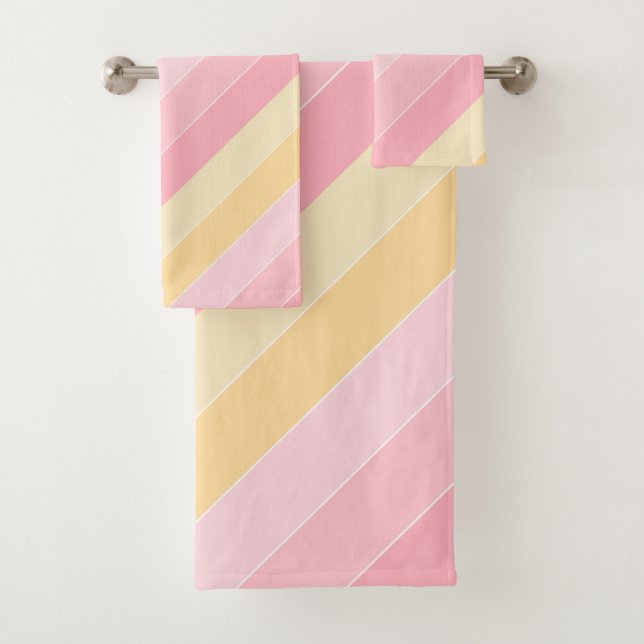 Pink And Yellow Template Modern Trendy Elegant Bath Towel Set (Insitu)