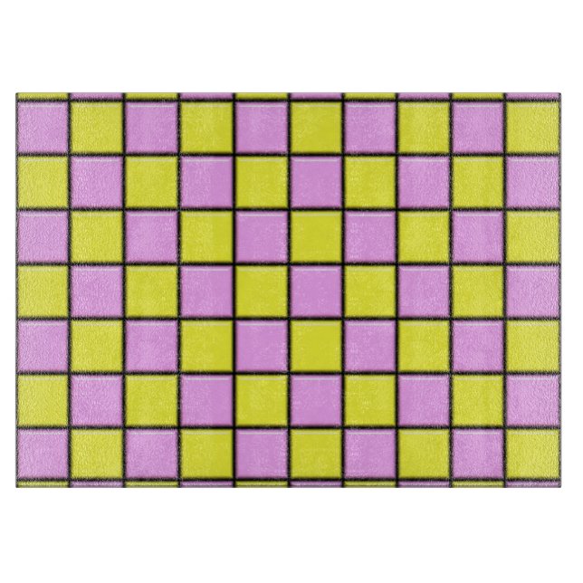 Pink and Yellow Tiles Cutting Board (Front)