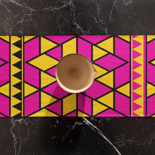 Pink and Yellow Triangles Pattern Short Table Runner