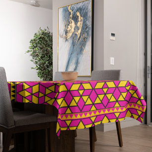 Pink and Yellow Triangles Pattern Tablecloth